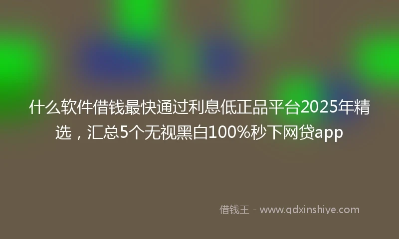 什么软件借钱最快通过利息低正品平台2025年精选，汇总5个无视黑白100%秒下网贷app