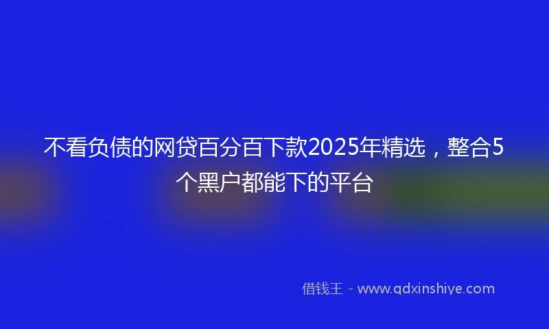 不看负债的网贷百分百下款2025年精选，整合5个黑户都能下的平台