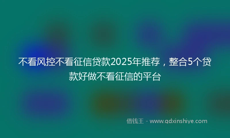 不看风控不看征信贷款2025年推荐，整合5个贷款好做不看征信的平台