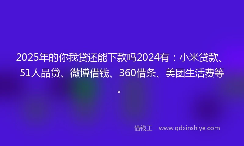 2025年的你我贷还能下款吗2024有：小米贷款、51人品贷、微博借钱、360借条、美团生活费等。