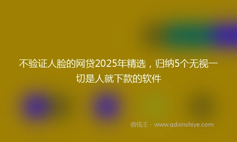 不验证人脸的网贷2025年精选,归纳5个无视一切是人就下款的软件