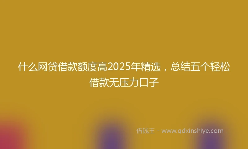 什么网贷借款额度高2025年精选，总结五个轻松借款无压力口子