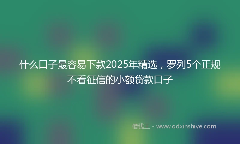 什么口子最容易下款2025年精选，罗列5个正规不看征信的小额贷款口子