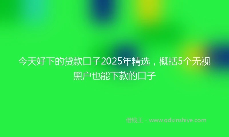 今天好下的贷款口子2025年精选，概括5个无视黑户也能下款的口子