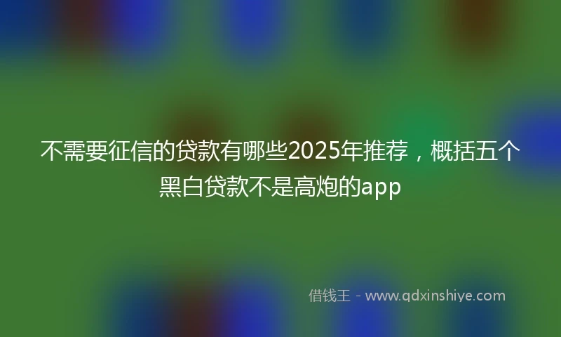 不需要征信的贷款有哪些2025年推荐，概括五个黑白贷款不是高炮的app