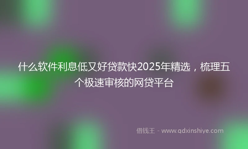 什么软件利息低又好贷款快2025年精选，梳理五个极速审核的网贷平台