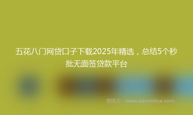 五花八门网贷口子下载2025年精选，总结5个秒批无面签贷款平台