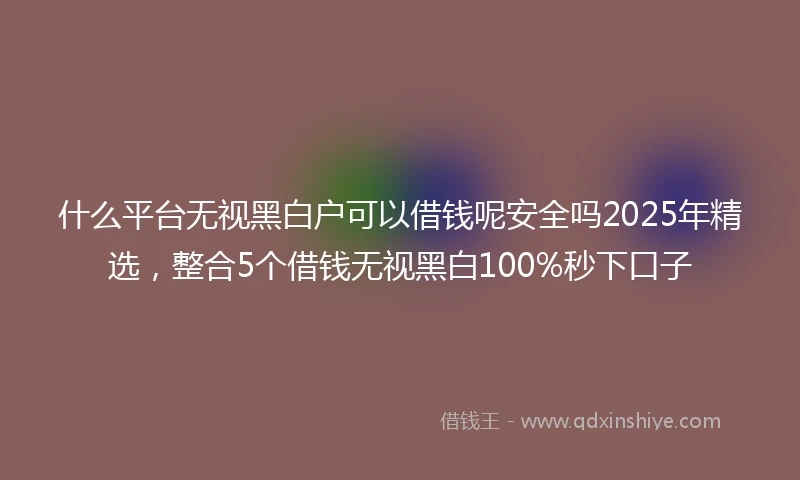 什么平台无视黑白户可以借钱呢安全吗2025年精选，整合5个借钱无视黑白100%秒下口子