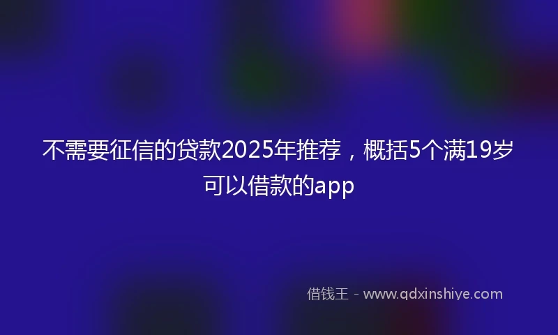 不需要征信的贷款2025年推荐，概括5个满19岁可以借款的app