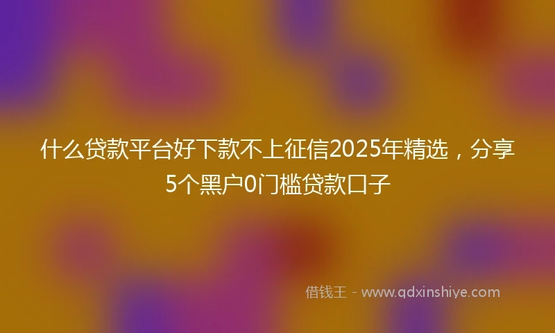 什么贷款平台好下款不上征信2025年精选，分享5个黑户0门槛贷款口子