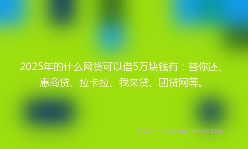 2025年的什么网贷可以借5万块钱有：替你还、惠商贷、拉卡拉、我来贷、团贷网等。
