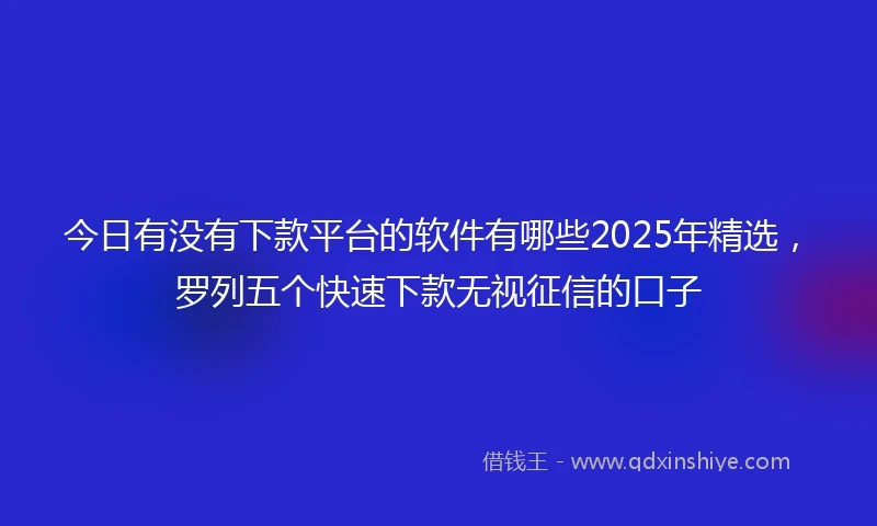 今日有没有下款平台的软件有哪些2025年精选，罗列五个快速下款无视征信的口子