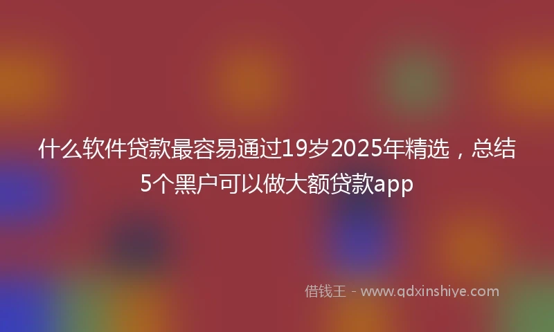 什么软件贷款最容易通过19岁2025年精选，总结5个黑户可以做大额贷款app