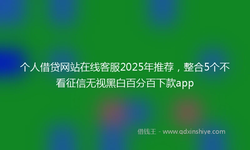 个人借贷网站在线客服2025年推荐，整合5个不看征信无视黑白百分百下款app
