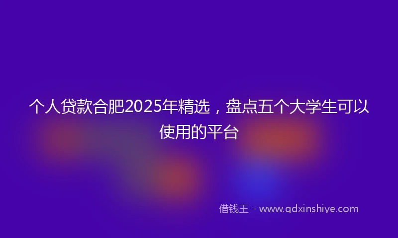 个人贷款合肥2025年精选，盘点五个大学生可以使用的平台