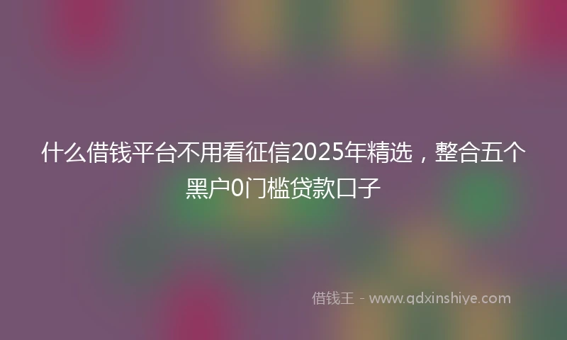 什么借钱平台不用看征信2025年精选，整合五个黑户0门槛贷款口子