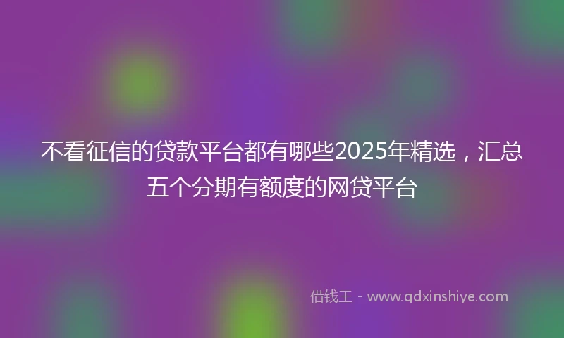 不看征信的贷款平台都有哪些2025年精选，汇总五个分期有额度的网贷平台