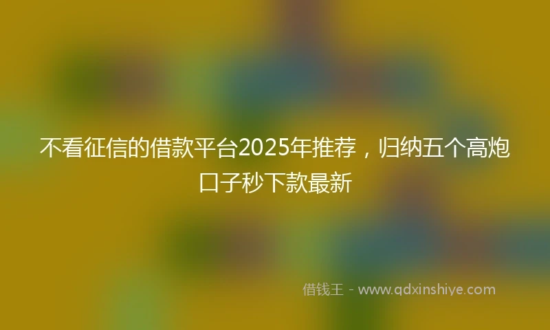 不看征信的借款平台2025年推荐，归纳五个高炮口子秒下款最新