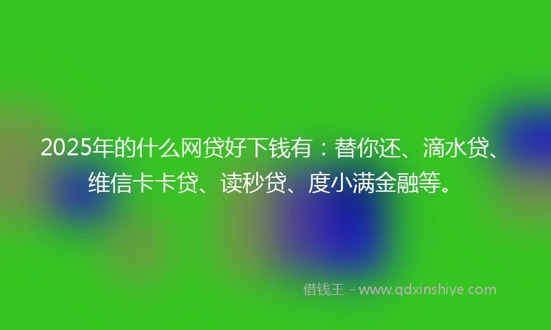 2025年的什么网贷好下钱有：替你还、滴水贷、维信卡卡贷、读秒贷、度小满金融等。