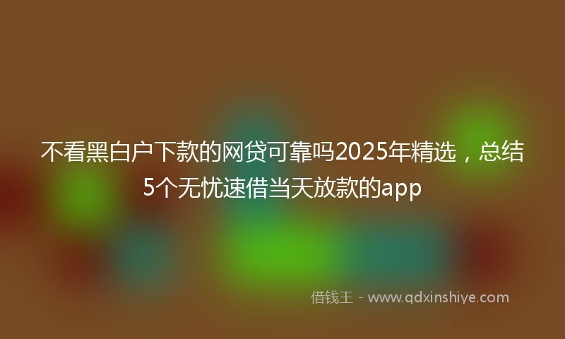 不看黑白户下款的网贷可靠吗2025年精选，总结5个无忧速借当天放款的app