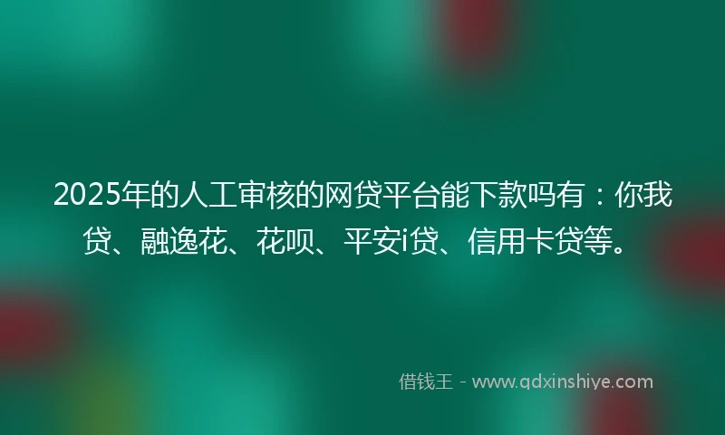 2025年的人工审核的网贷平台能下款吗有：你我贷、融逸花、花呗、平安i贷、信用卡贷等。