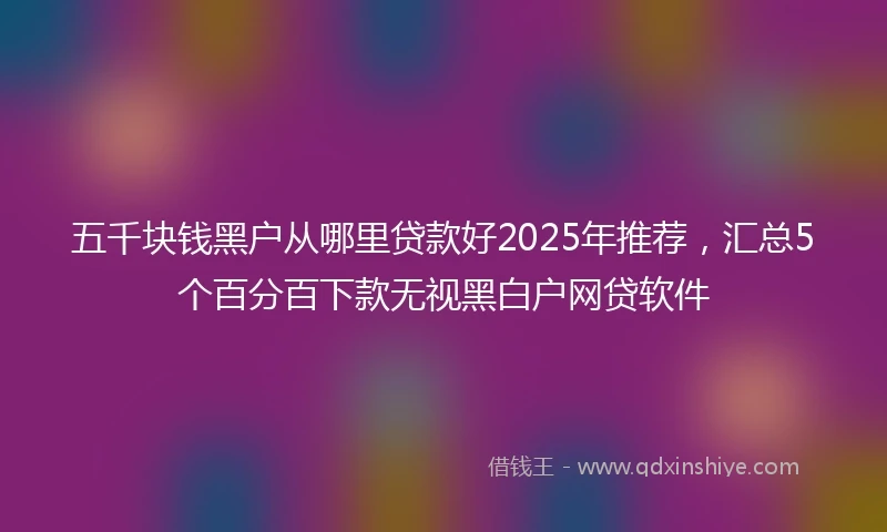五千块钱黑户从哪里贷款好2025年推荐，汇总5个百分百下款无视黑白户网贷软件