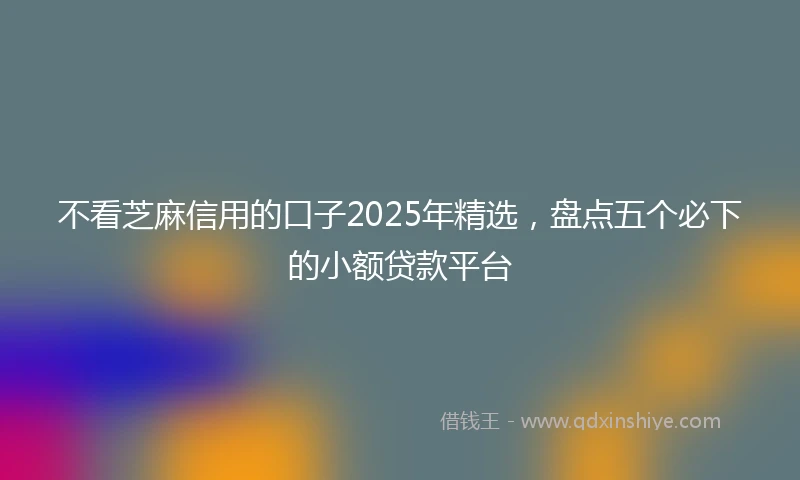 不看芝麻信用的口子2025年精选，盘点五个必下的小额贷款平台