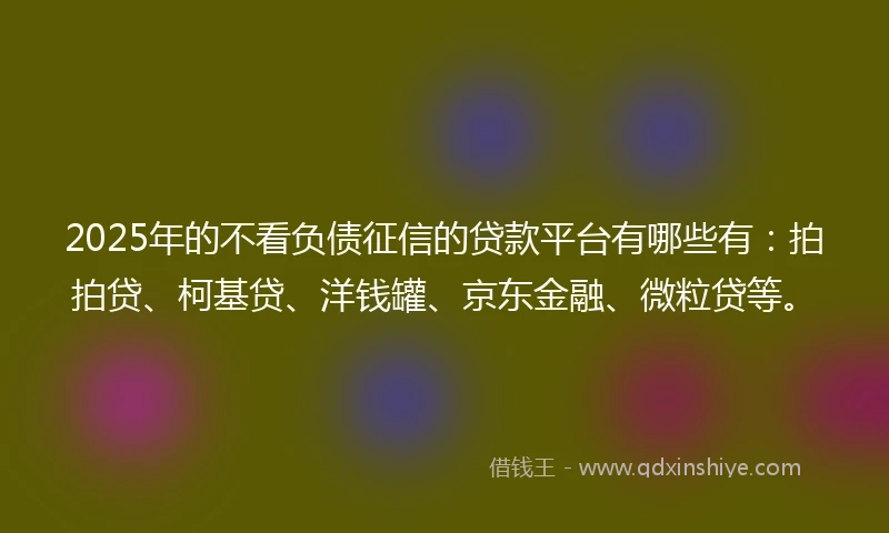 2025年的不看负债征信的贷款平台有哪些有：拍拍贷、柯基贷、洋钱罐、京东金融、微粒贷等。