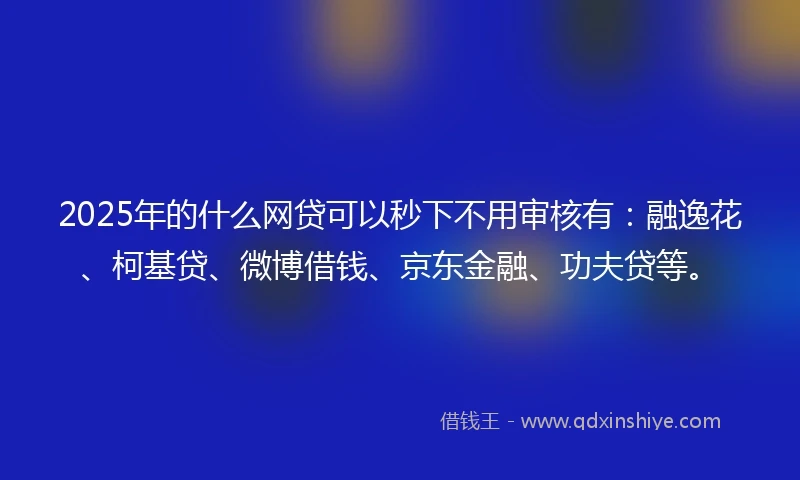 2025年的什么网贷可以秒下不用审核有：融逸花、柯基贷、微博借钱、京东金融、功夫贷等。