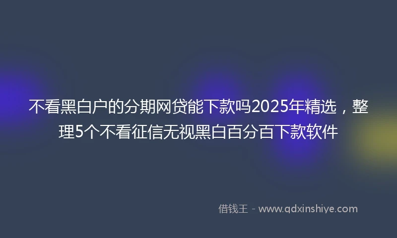 不看黑白户的分期网贷能下款吗2025年精选，整理5个不看征信无视黑白百分百下款软件