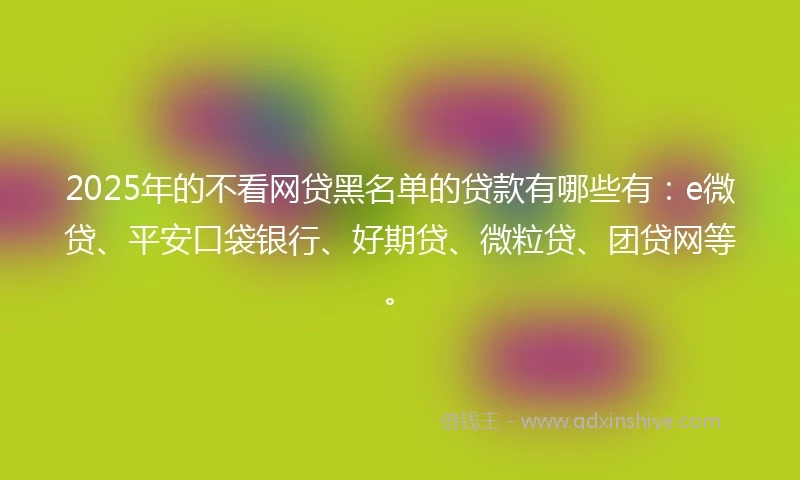2025年的不看网贷黑名单的贷款有哪些有：e微贷、平安口袋银行、好期贷、微粒贷、团贷网等。