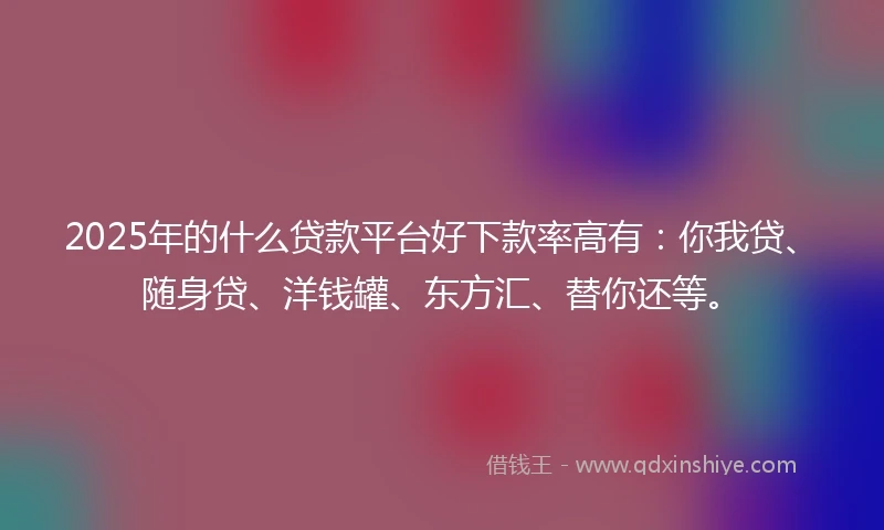 2025年的什么贷款平台好下款率高有：你我贷、随身贷、洋钱罐、东方汇、替你还等。