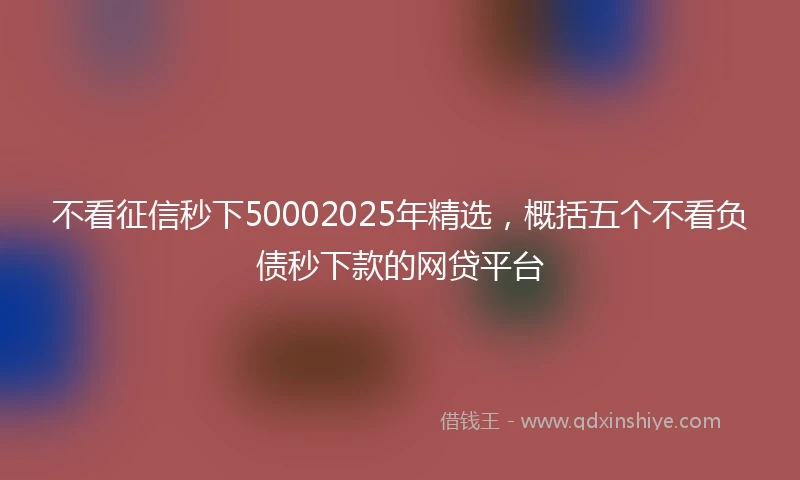 不看征信秒下50002025年精选，概括五个不看负债秒下款的网贷平台