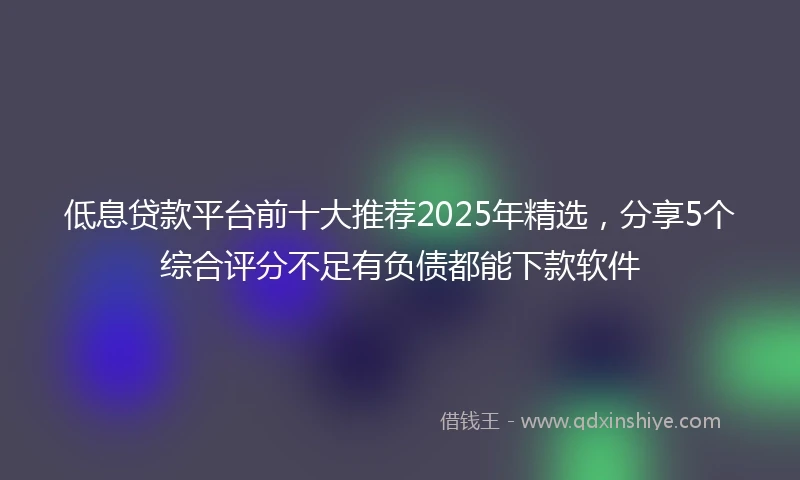 低息贷款平台前十大推荐2025年精选，分享5个综合评分不足有负债都能下款软件