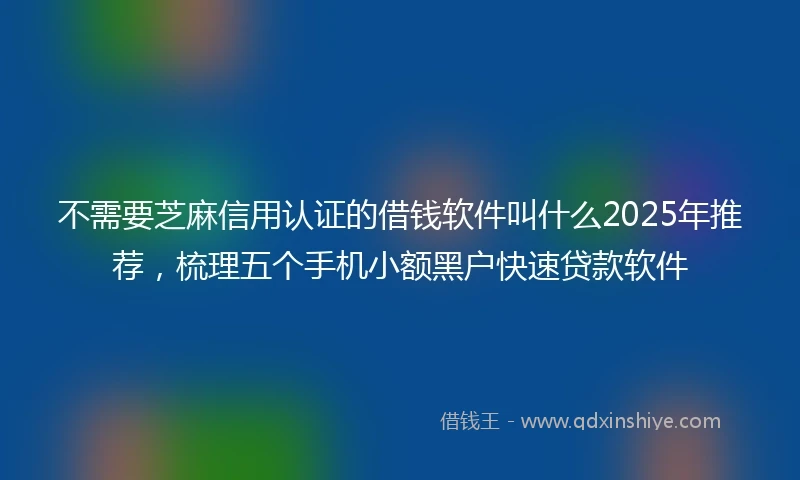 不需要芝麻信用认证的借钱软件叫什么2025年推荐，梳理五个手机小额黑户快速贷款软件
