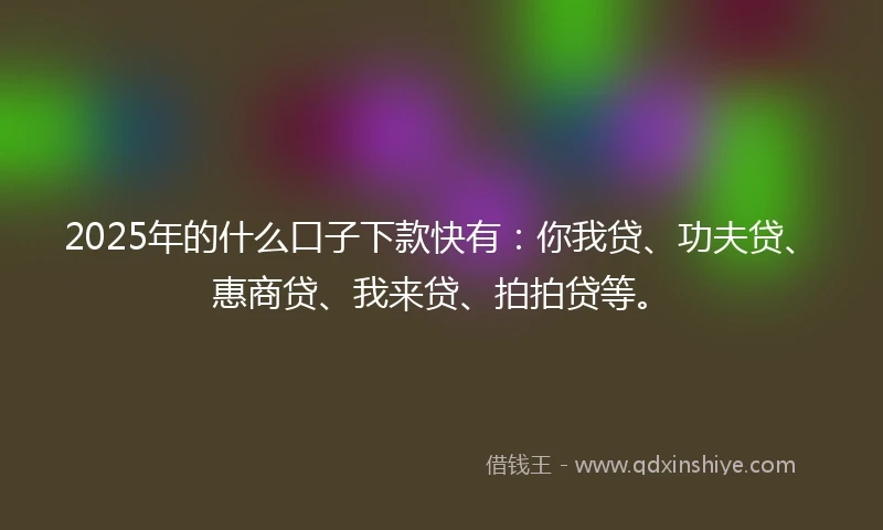 2025年的什么口子下款快有：你我贷、功夫贷、惠商贷、我来贷、拍拍贷等。
