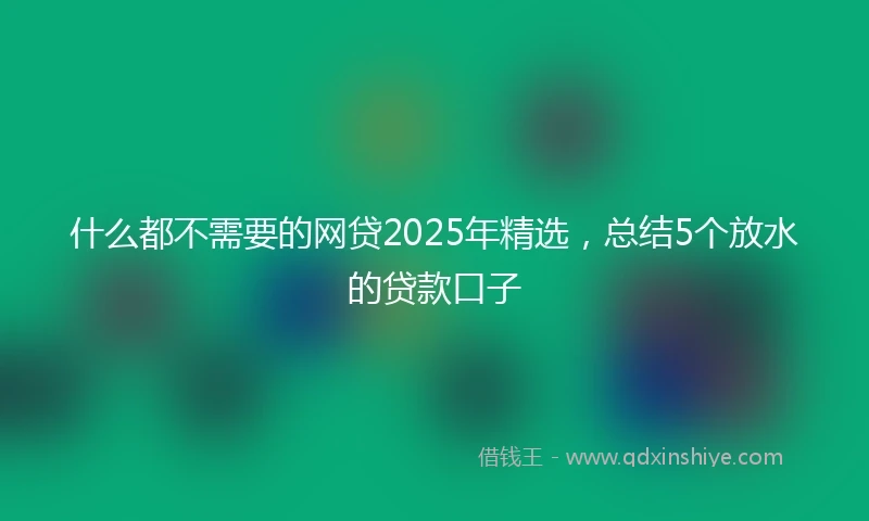 什么都不需要的网贷2025年精选，总结5个放水的贷款口子