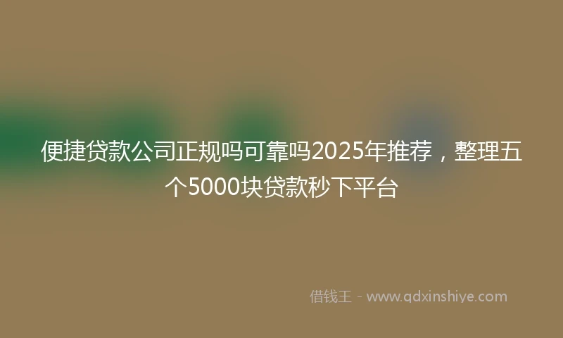 便捷贷款公司正规吗可靠吗2025年推荐，整理五个5000块贷款秒下平台