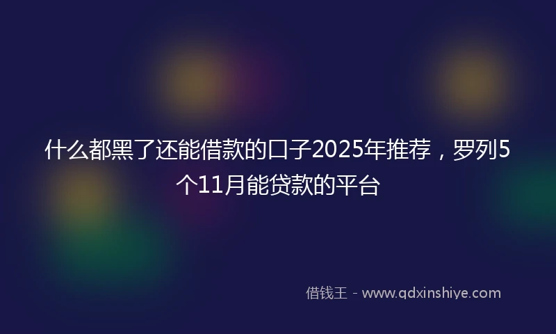 什么都黑了还能借款的口子2025年推荐，罗列5个11月能贷款的平台