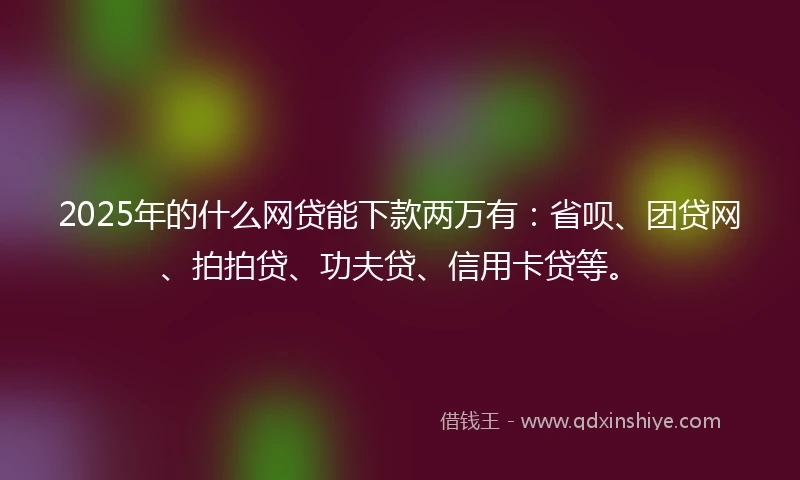 2025年的什么网贷能下款两万有：省呗、团贷网、拍拍贷、功夫贷、信用卡贷等。