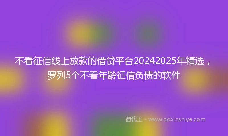 不看征信线上放款的借贷平台20242025年精选，罗列5个不看年龄征信负债的软件
