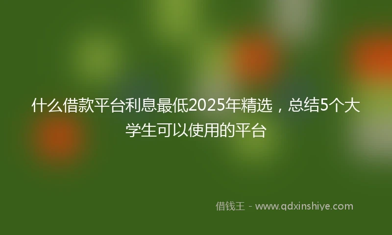 什么借款平台利息最低2025年精选，总结5个大学生可以使用的平台