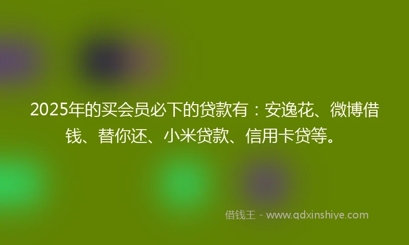 2025年的买会员必下的贷款有：安逸花、微博借钱、替你还、小米贷款、信用卡贷等。