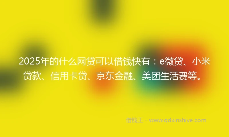 2025年的什么网贷可以借钱快有：e微贷、小米贷款、信用卡贷、京东金融、美团生活费等。