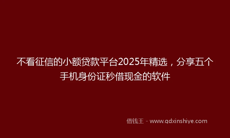 不看征信的小额贷款平台2025年精选，分享五个手机身份证秒借现金的软件