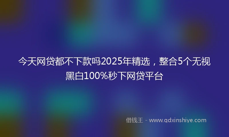 今天网贷都不下款吗2025年精选，整合5个无视黑白100%秒下网贷平台
