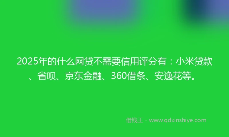 2025年的什么网贷不需要信用评分有：小米贷款、省呗、京东金融、360借条、安逸花等。