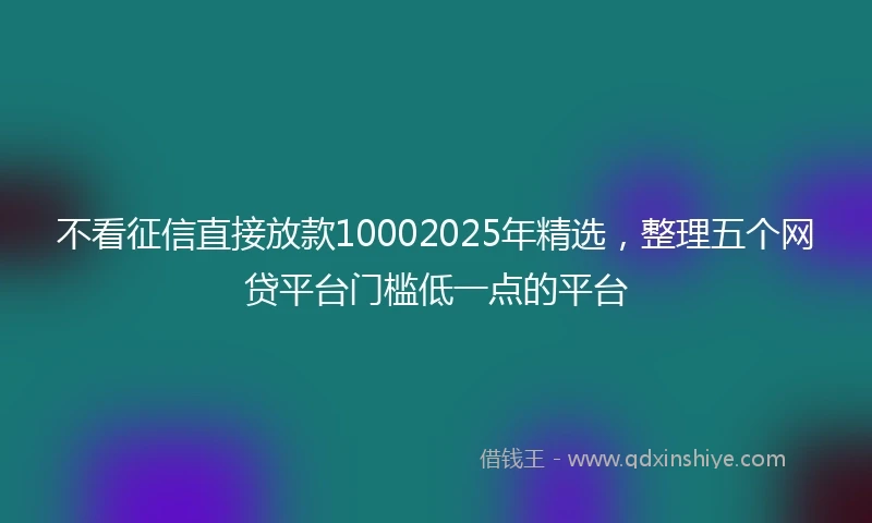 不看征信直接放款10002025年精选，整理五个网贷平台门槛低一点的平台