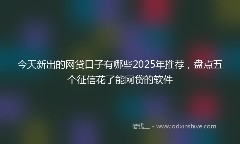 今天新出的网贷口子有哪些2025年推荐，盘点五个征信花了能网贷的软件