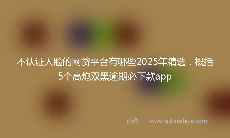 不认证人脸的网贷平台有哪些2025年精选，概括5个高炮双黑逾期必下款app